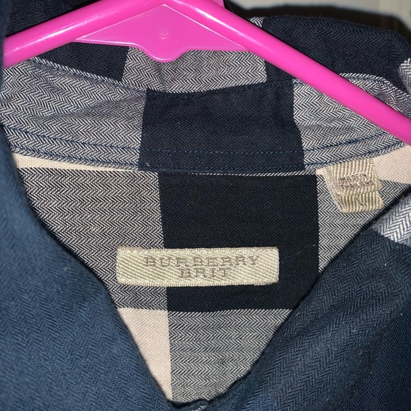 Burberry Brit Navy Blue Nova Check Shirt Mens L - Picture 8 of 8